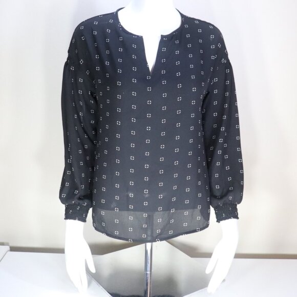 Banana Republic Tops - Banana Republic Black Patterned Smocked Blouse, Size